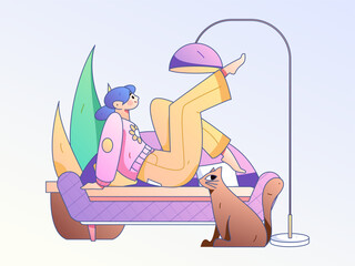 Practicing yoga for physical and mental health flat vector character concept operation hand drawn illustration
