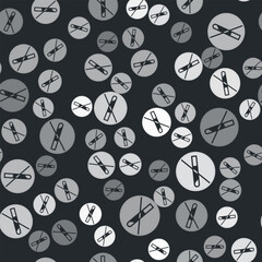 Grey No Smoking icon isolated seamless pattern on black background. Cigarette symbol. Vector