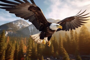 Obraz premium american bald eagle in flight. Generative AI.