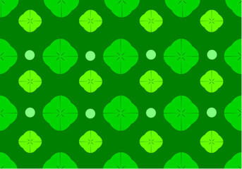 seamless green leaf and circle motif with green background. it can be use for background, wallpaper, etc.