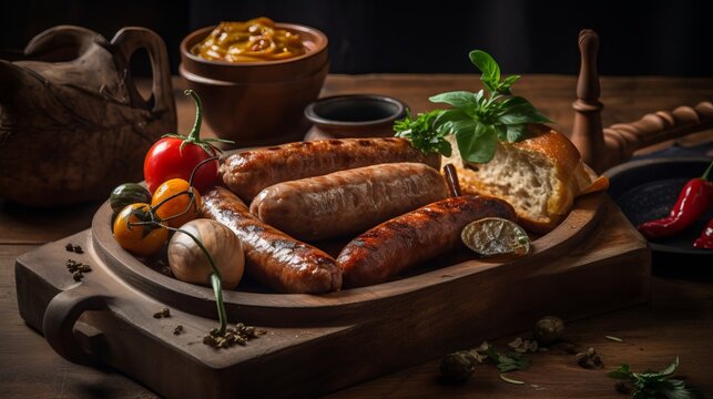 A tantalizing dish of perfectly grilled sausages