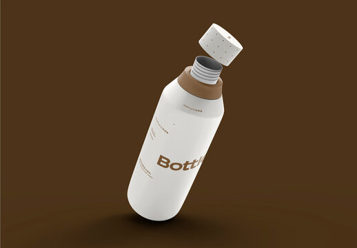 3d Levitating Sport Bottle Metallic Mockup