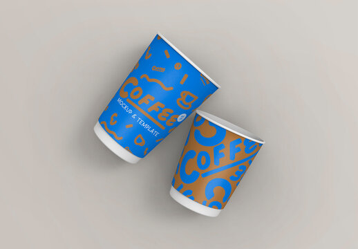 3d Paper Coffee Cups Mockup