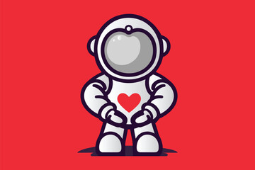  Astronaut Holding Heart Mascot Logo Vector Sublimation Design