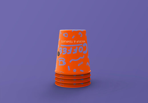 3d Stacked Disposable Coffee Cups Mockup