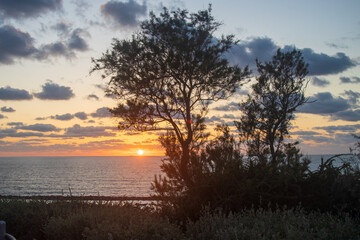 Fototapeta na wymiar Sunset over the Mediterranean sea