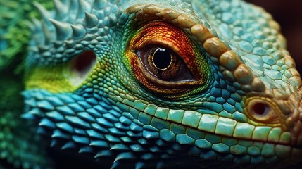Fototapeta premium Green Iguana close up , Animal,Generative, AI, Illustration.