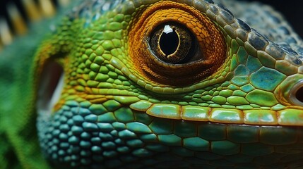 Fototapeta premium Lizard, Green iguana, Big green lizard,Generative, AI, Illustration.