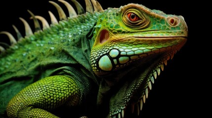 Fototapeta premium Lizard, Green iguana, Big green lizard,Generative, AI, Illustration.