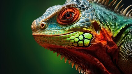 Fototapeta premium Green Iguana close up , Animal,Generative, AI, Illustration.