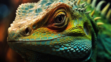 Fototapeta premium Big iguana lizard ,Generative, AI, Illustration.