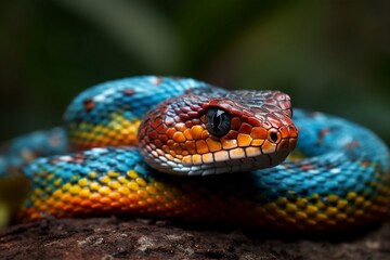 Obraz premium close up of a snake in the zoo. Generative AI.