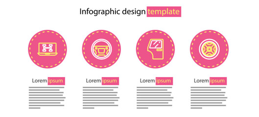 Set line Car door, wheel, Steering and Diagnostics condition of car icon. Vector