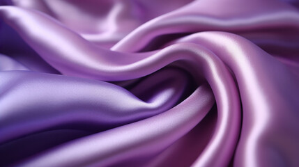 Purple silk satin fabric texture background with sweeping ripples and folds. A.I. generated.
