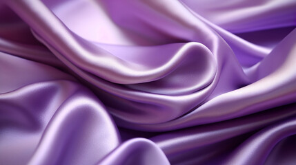Purple silk satin fabric texture background with sweeping ripples and folds. A.I. generated.
