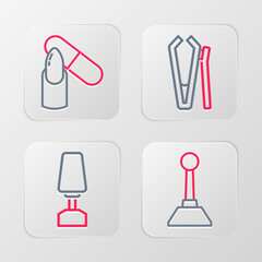 Set line Milling cutter for manicure, Nail and file icon. Vector