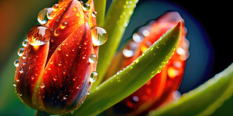 vibrant flower macro shot of Tulip, beauty of close up nature,  Generative AI