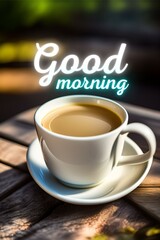 Good morning cup of coffee on the table