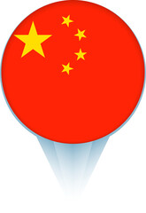 Map pointer with flag of China.