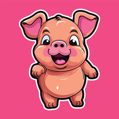 funny pig cute cartoon characters vector illustration eps 10