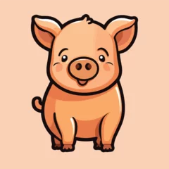 Fotobehang funny pig cute cartoon characters vector illustration eps 10 © thoif