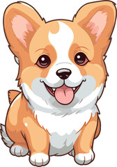 vector hand drawn kawaii corgi dog illustrations