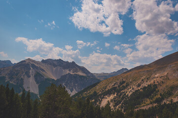 A picturesque landscape of Alps in the Queyras valley (Hautes-Alpes, France)