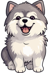 vector hand drawn kawaii Alaskan Malamute dog illustrations