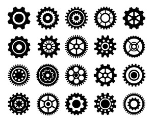 gear icon settings set isolated on white background. cogs and repairs sign. vector illustration flat design.