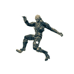 reptilian officer jumping in white background