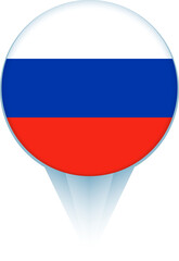 Map pointer with flag of Russia.