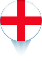 Obraz premium Map pointer with flag of England.