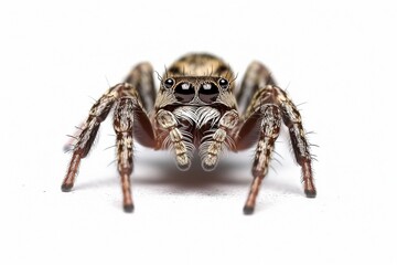 Isolated jumping spider on white background, Generative AI