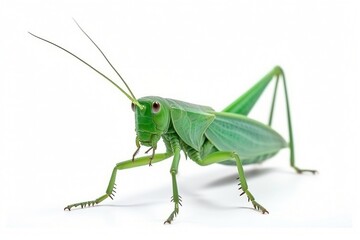 Fototapeta premium Isolated katydid on white background, Generative AI