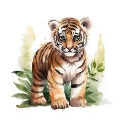 Obraz premium tiger Clipart , Woodland Animals Clipart Watercolor , Clipart for commercial use, Nursery Clipart, Fox, Bear, Deer, Hedgehog, tiger, lion, ... 