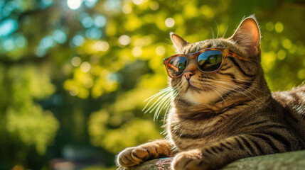 Cool Cat with Shades. Generative AI