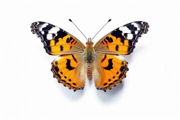 Fototapeta na wymiar Isolated painted lady butterfly on white background, Generative AI