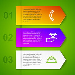 Set line Nail file, False nails and Manicure lamp. Business infographic template. Vector