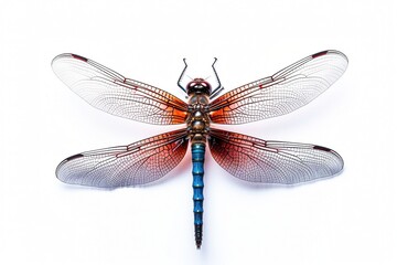 Isolated red-spotted purple dragonfly on white background, Generative AI