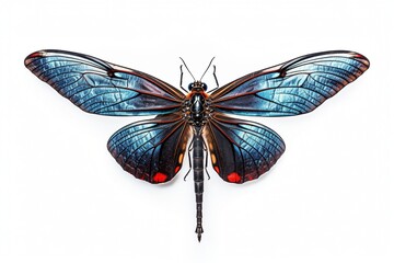 Isolated red-spotted purple dragonfly on white background, Generative AI