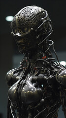 Naklejka premium woman cyborg old tech Generative AI