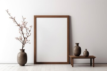 Empty frame in modern minimalism, generative ai