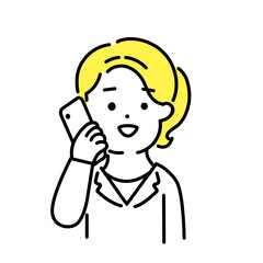 かわいい人物のイラストシリーズ _ 女性のオフィスワーカー _ コミュニケーション　