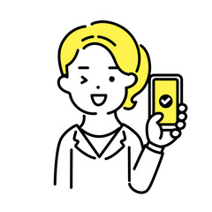 かわいい人物のイラストシリーズ _ 女性のオフィスワーカー _ OK　