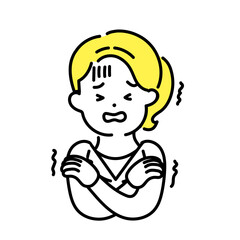 かわいい人物のイラストシリーズ _ 女性のオフィスワーカー _ 寒い　