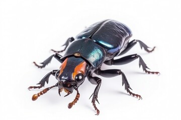 Naklejka premium Isolated Stag Beetle on White Background, Generative AI
