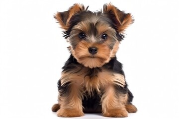 Isolated Yorkshire Terrier on White Background, Generative AI