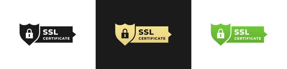 SSL certificate label or SSL certificate sign vector isolated in flat style. Best SSL certificate label for product or service design element. Simple SSL certificate sign for design element.