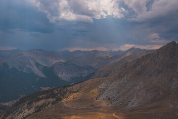 A picturesque landscape from the Sommet de Tronchet in the Queyras valley in the Alps (Hautes-Alpes, France)