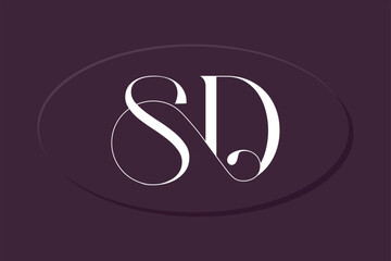 SD creative modern sleek ligature typographic style logo design template